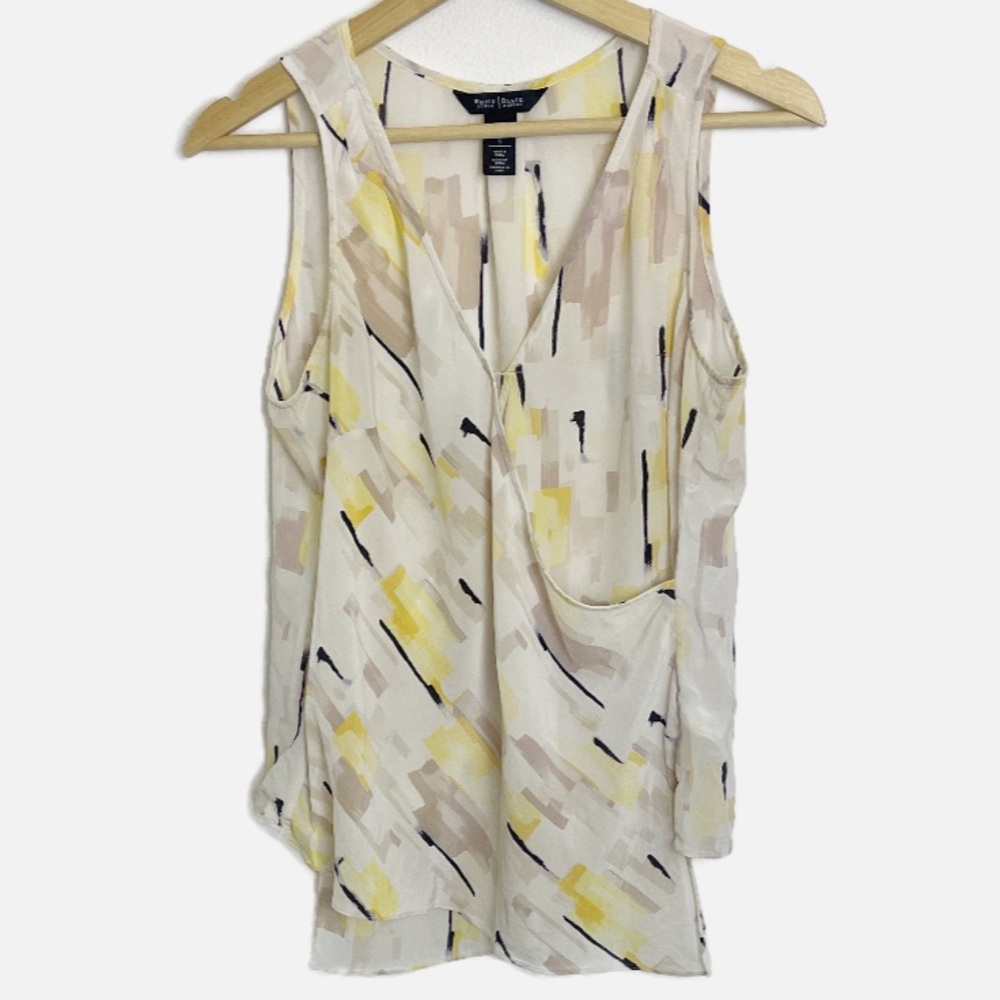 White House Black Market Silk Faux wrap blouse S
